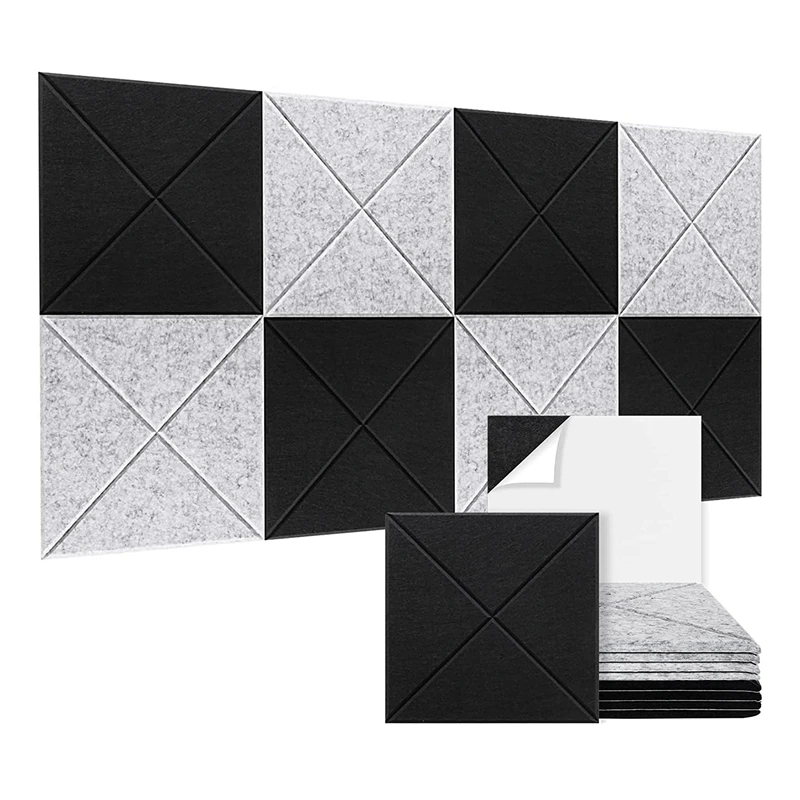 

8 Pack Soundproof Wall Panels Acoustic Foam Panels 12Inch X 12Inch X 0.4Inch Polyester Decorative