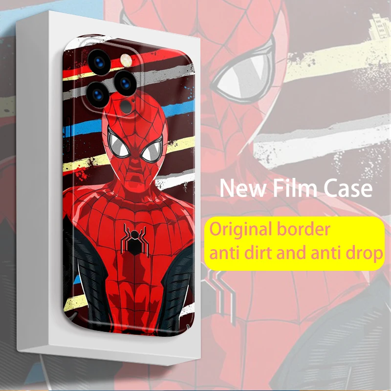 

Marvel Spiderman Cute For Apple iPhone 14 13 12 11 XS Mini Pro Max 8 7 6S 6 XR XS X Plus Film Feilin Light Phone Case