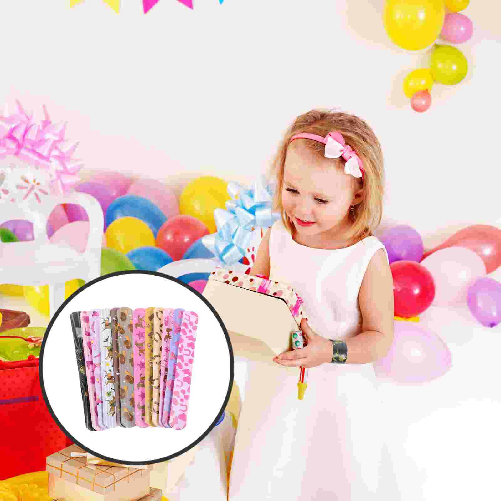 

12 Pcs Birthday Presents Cartoon Snap Bracelets Decorative Slap Wristbands Toy Bulk Pvc Patting Child Cute