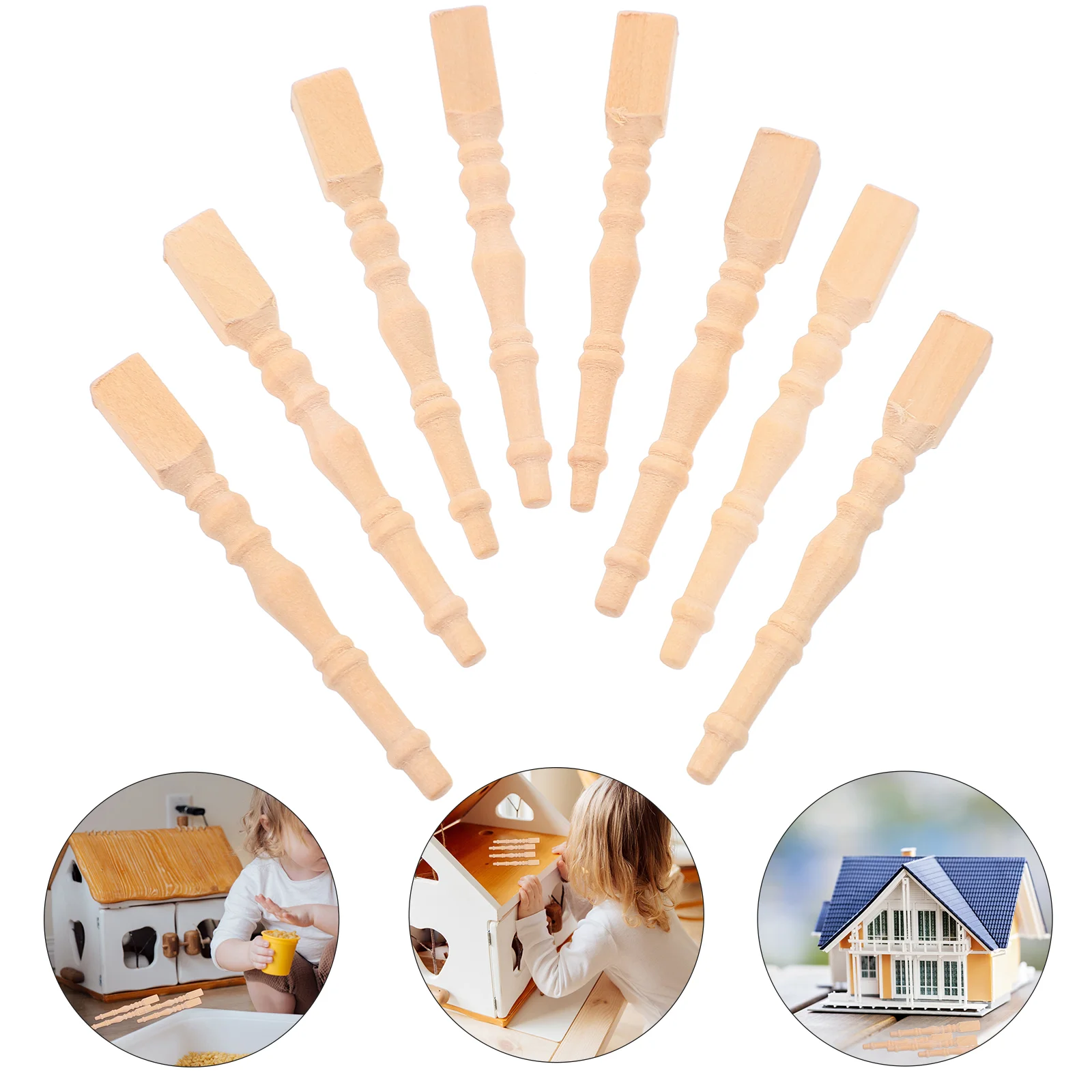 

2 Sets Diy Furniture Legs Miniature Kids Computer Toy Resin Bench Chair Dining Table Wooden Replacement
