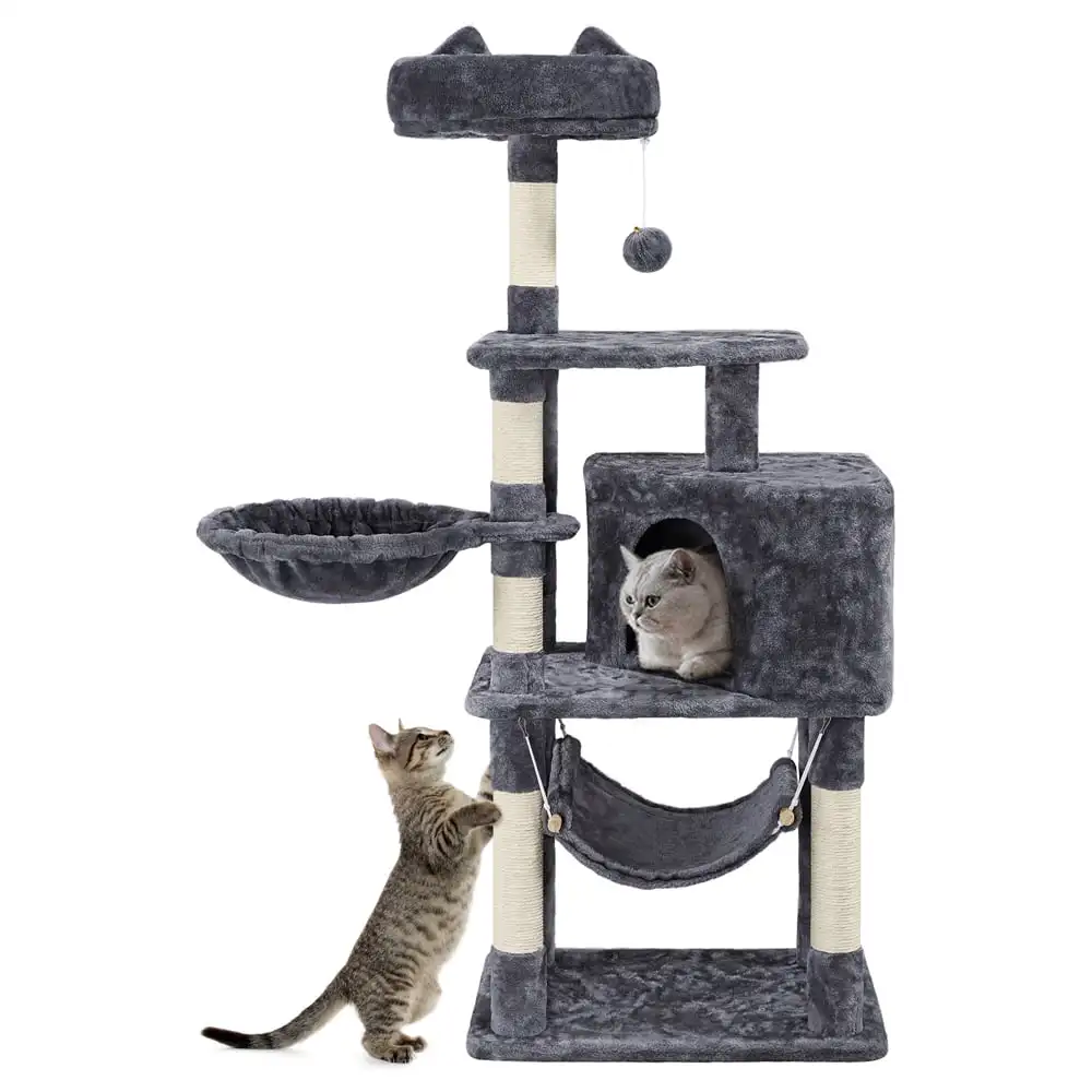 

54.5" Cat Tree Tower with Scratching Posts, Dark Gray
