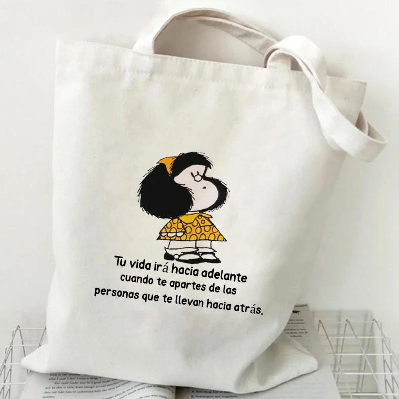 

Bag Tote Shoulder Canvas Bags Shopper Messenger Hand Bags Women's Mafalda Cartoon Casual Cute Kawaii Art Aesthetic Teacher Gift