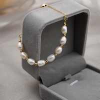 minar dainty baroque freshwater pearl charm bracelet for women ladies adjusting gold color beaded bracelets bridal accessories