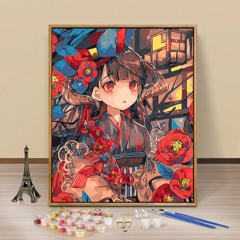 

3799Ann-Tulip diy Цифровая масляная живопись, картина маслом, акриловая Цветочная живопись, взрыв, ручная работа, пейзаж, живопись