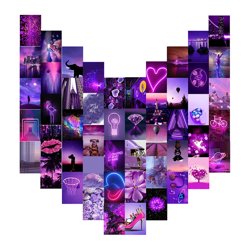 

50Pcs Neon Wall Collage Dorm Decor Aesthetic Picture For Teen Girls Wall Art Beach Collage Poster Bedroom Decor