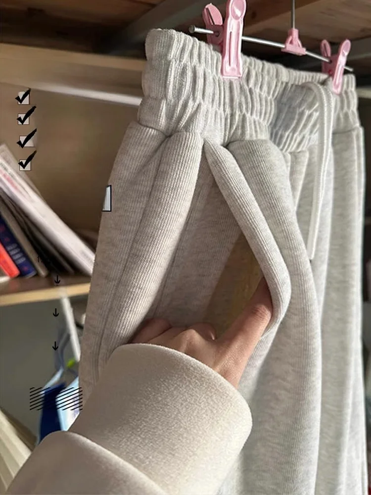 Вокальные светло-серые американские прямые спортивные штаны мужские осенние и