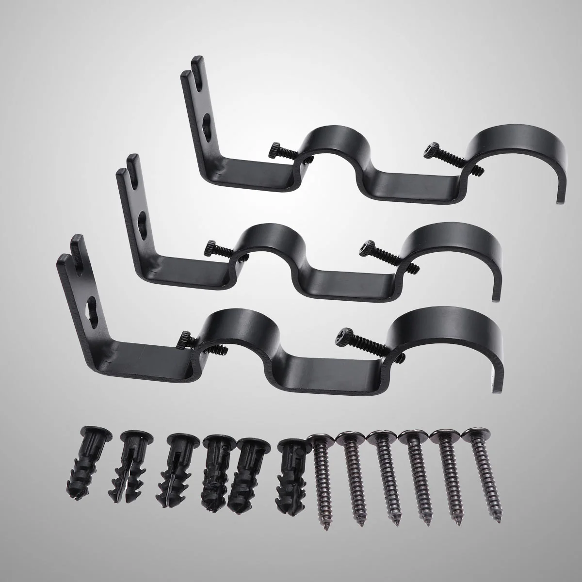 

3pcs Adjustable Curtain Holder Iron Universal Curtain Drapery Rod Bracket for Home Hotel