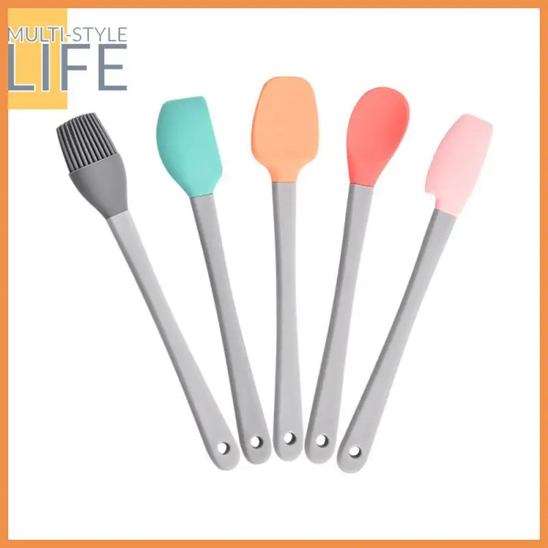 

Kitchen Tools Colored 5-piece Spatula Outstanding Color And Texture Multi Purpose Silicone Scraper Comfortable Grip Apply Evenly