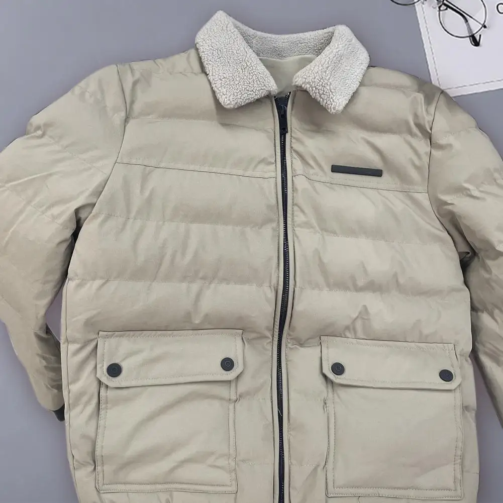 Chic Coat Soft Men Winter Coat Zipper Slim Fit Men Winter Coat  Thermal