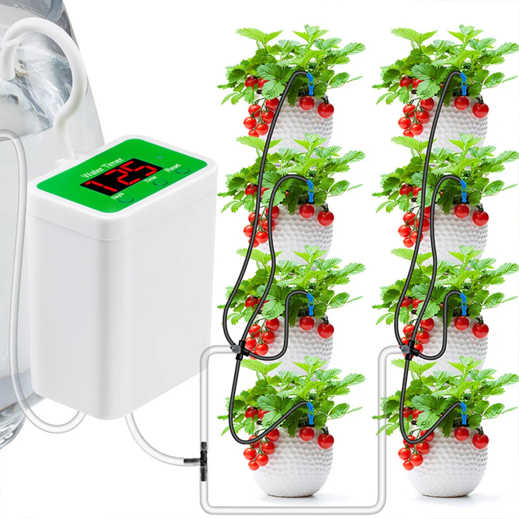 

Heads Automatic Watering Pump Drip Irrigation Kit Plant Potted Timing Controller Hose Connectors Patio four head
