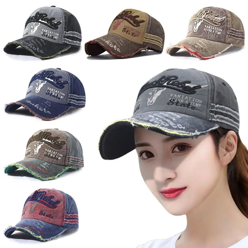 

Fashion Men Women WASHED DENIM Adjustable Distressed Faded Cap Embroidery Baseball Caps Baseball Hats Sunscreen Hats
