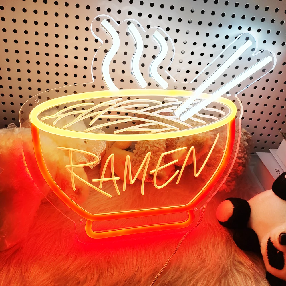 Custom Ramen Neon Sign  Bedroom Noodle Restaurant Decor Gifts for Kids Teens Atmosphere Light