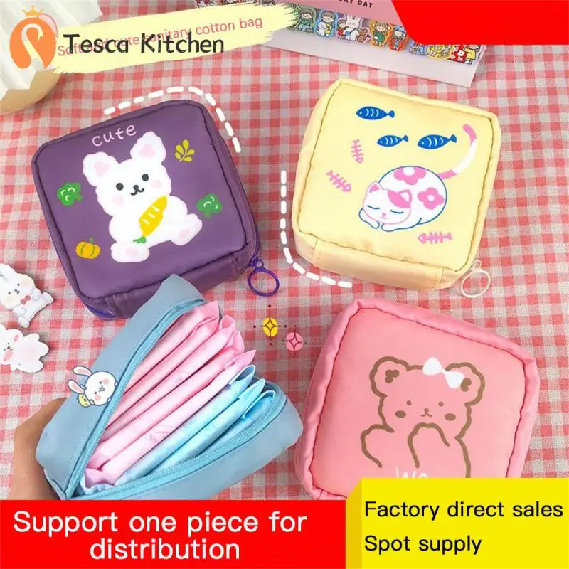 

Coin Purse Cotton Napkin Cosmetics Organizer Bag Cute Cartoon Towel Sanitary Napkin Storage Bag Cosmetics Women Tampon Bags