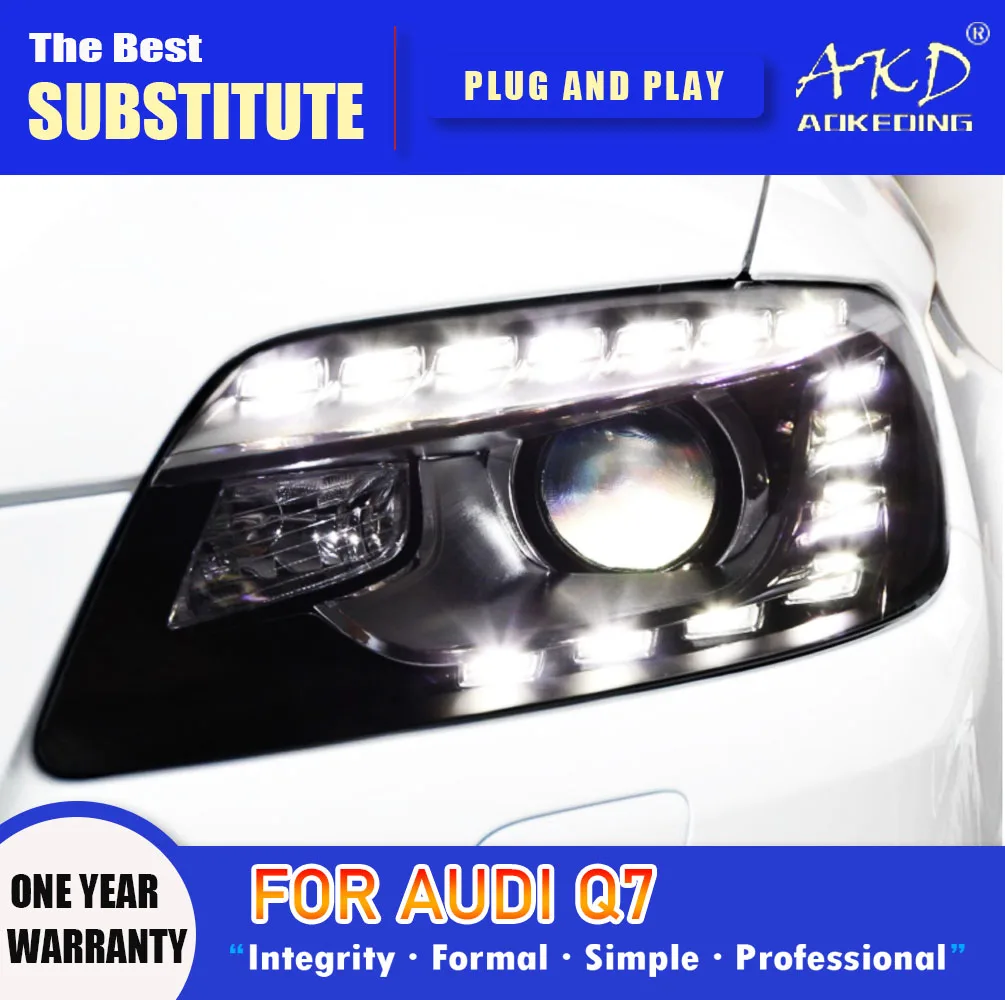 

AKD Head Lamp for Audi Q7 LED Headlight 2006-2015 Headlights Q7 DRL Turn Signal High Beam Angel Eye Projector Lens