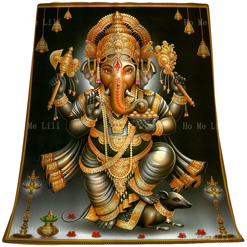 

Dancing Ganesh Buddhism Glittering India Religious Elephant Trunk King God Shiva Lord Hindu Deity Flannel Blanket By Ho Me Lily