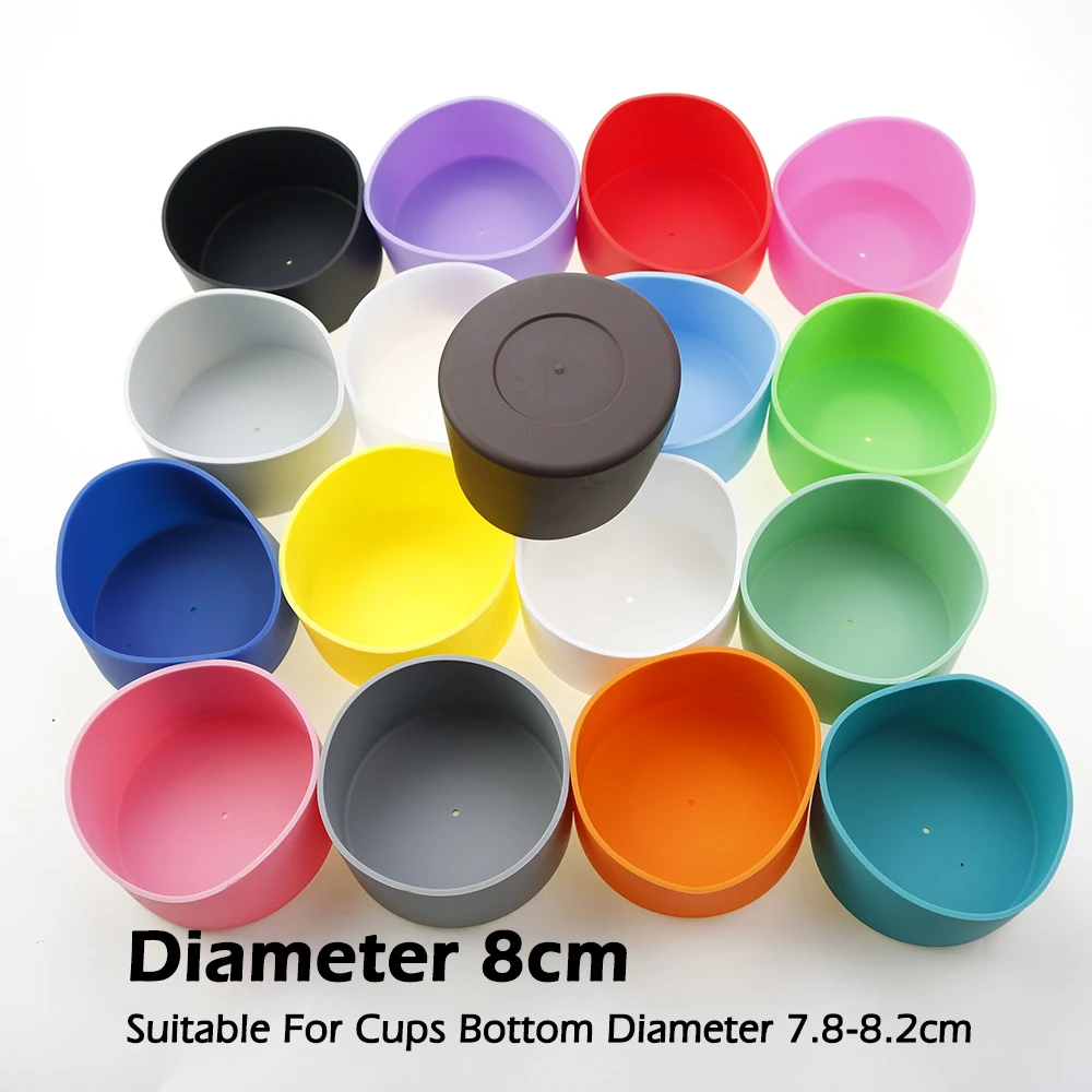 

17 Colors 8.0CM Silicone Cup Bottom Cover Heat Insulation Coaster Sleeve Water Cup Cover Sheath 80MM AntiSlip Bottle Sleeve