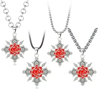 anime vampire knight rose logo metal necklace yuki kaname zero yuuki manga necklace charm pendant choker necklaces for men women
