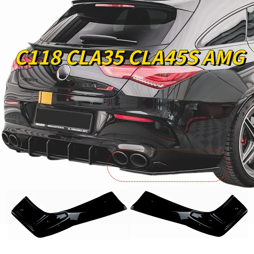 

For Mercedes Benz CLA Class C118 CLA35 CLA45S AMG Rear Bumper Diffuser Side Splitters Lip Splitter Scratch Protector Gloss Black