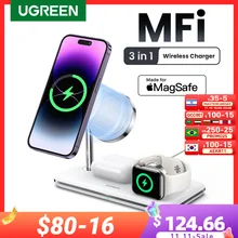 UGREEN MFi for Magsafe 25W Wireless Charger Stand 15W 3-in-1 Charging Station For iPhone 15 14 Pro Max For Apple Watch AirPods