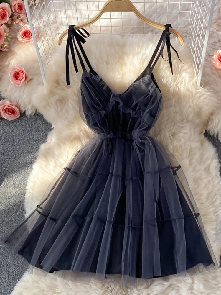 

Новое летнее пикантное женское кружевное Сетчатое лоскутное мини-платье FTLZZ на бретелях-спагетти, элегантное бальное платье в стиле ампир с...