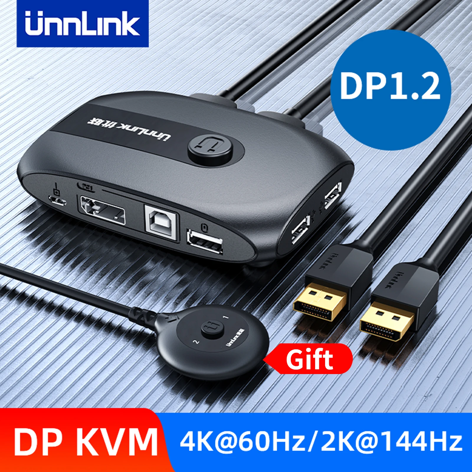 Cheap Interruptor 2k @ 144hz do kvm do dp de unnlink 4k @ 60hz displayport switcher com portas do controlador para o teclado da impressora do monitor