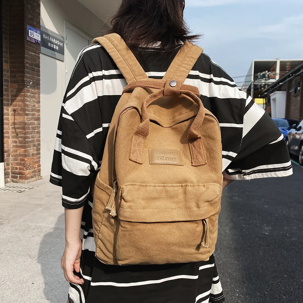 

Vintage Cotton Canvas Rucksack Letter Printed Laptop Books Bag Large Capacity School Bag Travelling Commuting Shoulder Bag