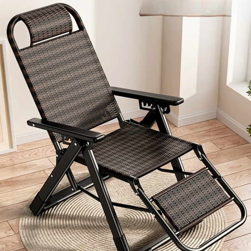 

Relax Folding Chaise Lounge Balcony Office Relaxation Home Chaise Lounge Rattan Relaxing Silla Plegable Terrace Furniture QF50TY