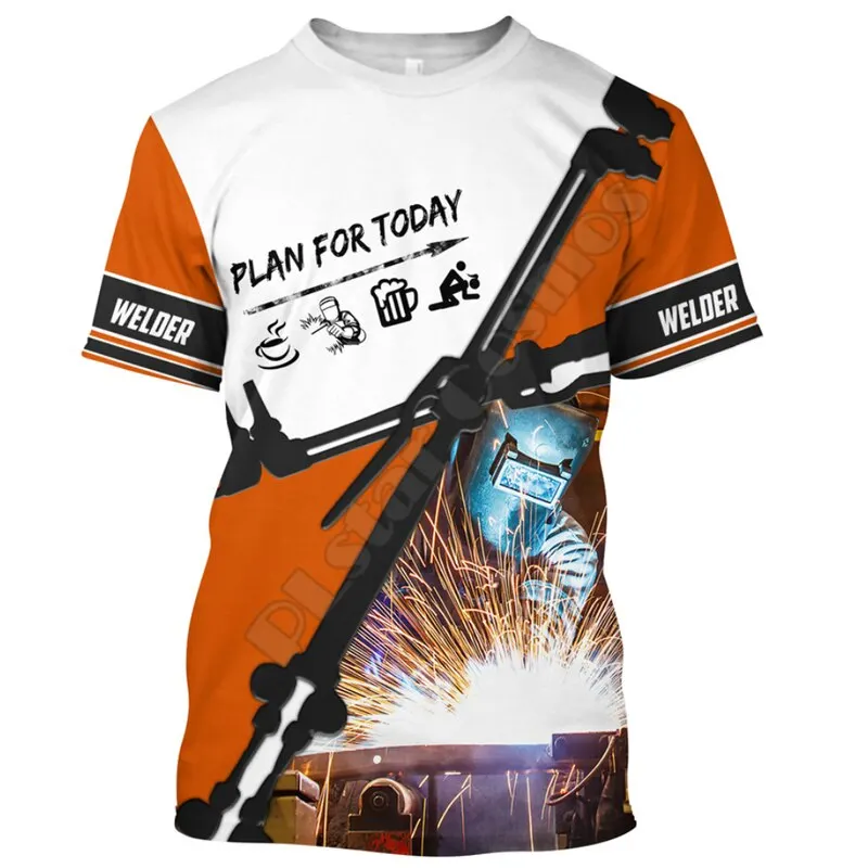 

New Men's T-shirt Welder And Electrician Shirt Workwear Men Oversized Casual Short Sleeve Tees Summer Streetwear Tops Pullover