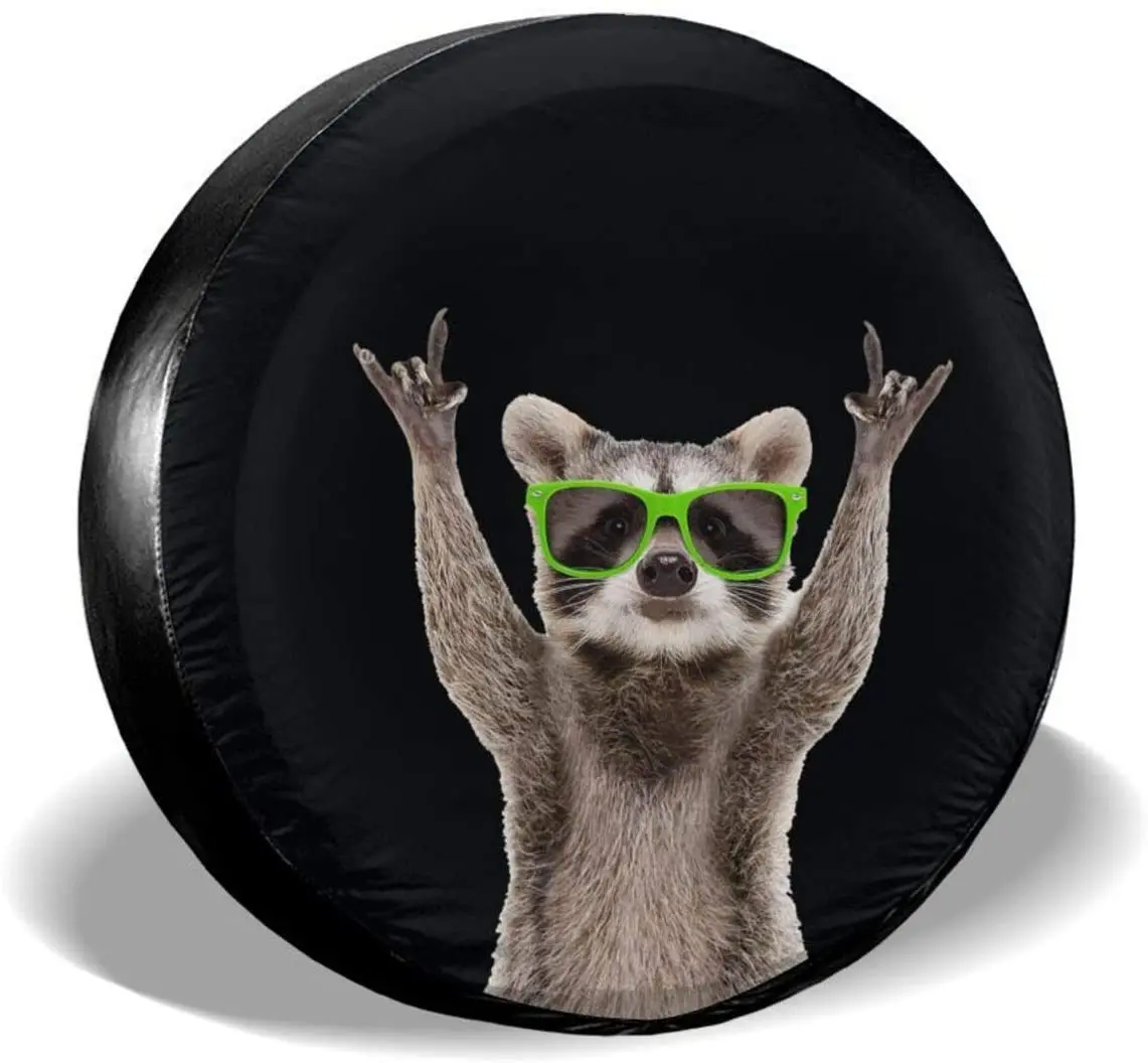 

Hitamus Funny Raccoon Spare Tire Cover for Jeep Wrangler RV SUV Camper Travel Trailer Accessories 14 15 16 17 Inch Sunscreen Dus