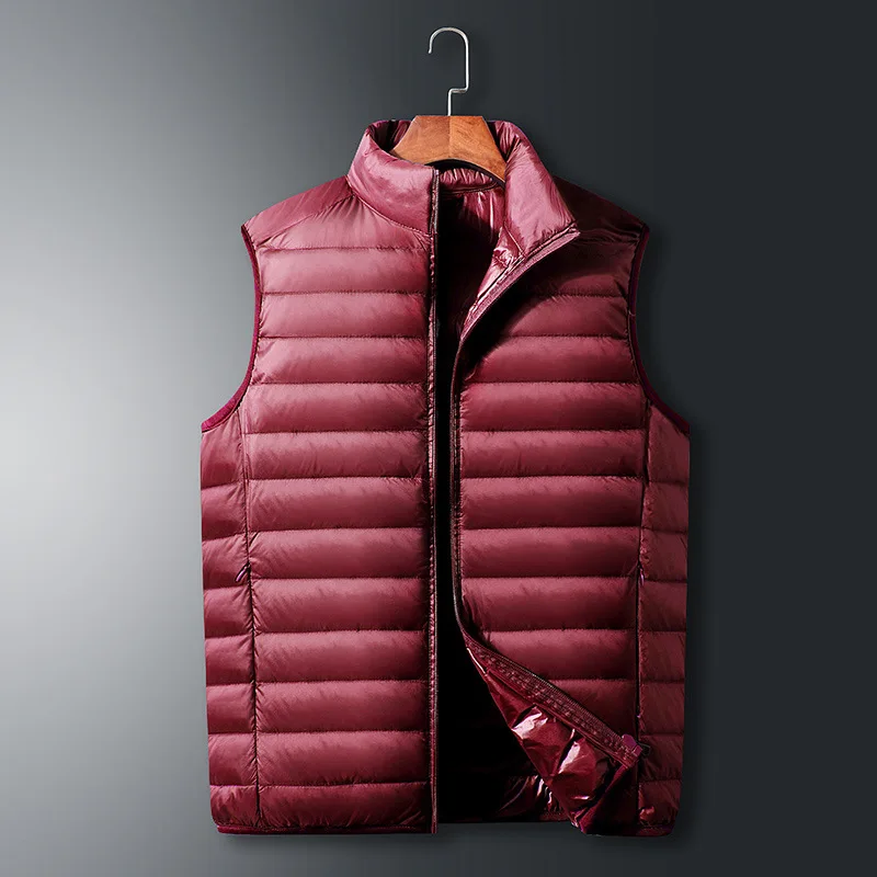 Men Autumn Winter Light Down Jacket Vest Stand Collar Vest Casual Warm Vest Jacket Mens Coat