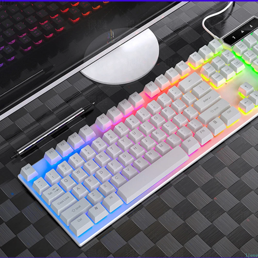 

Gaming Keyboard Ergonomic V4 Mechanical Feel Three-Color Backlight Plug And Play USB Universal Wired Keyboard Standard Logistics