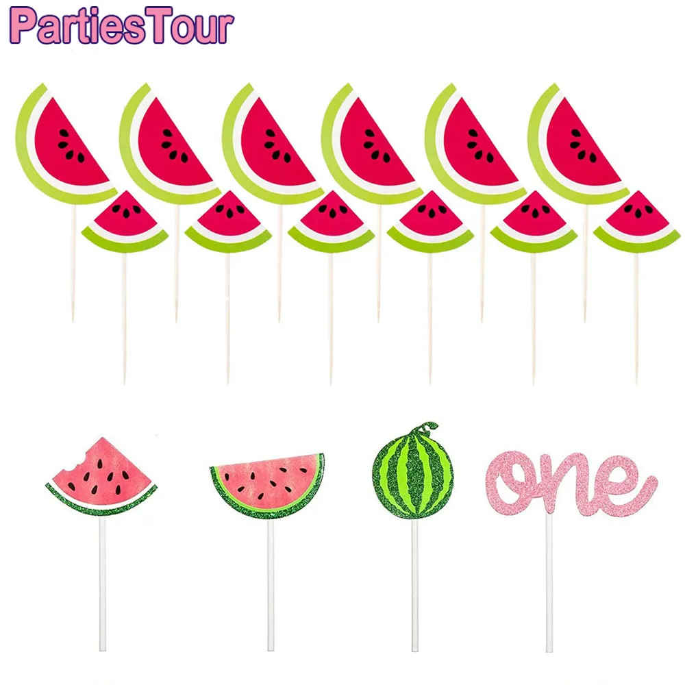 

24pcs Watermelon Cupcake Toppers One in a Melon Cake Topper Watermelon Themed Cake Decor Baby Shower 1st Birthday Party Supplies
