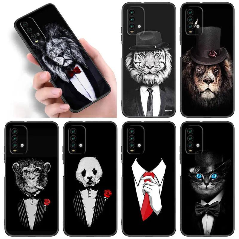 Man Suit Shirt Tie Phone Case For Xiaomi Redmi Note 10 9 Pro Max 10S 10T 9A 9C 9S 9T 8A 8T 8 7 Pro Soft TPU Black Cover