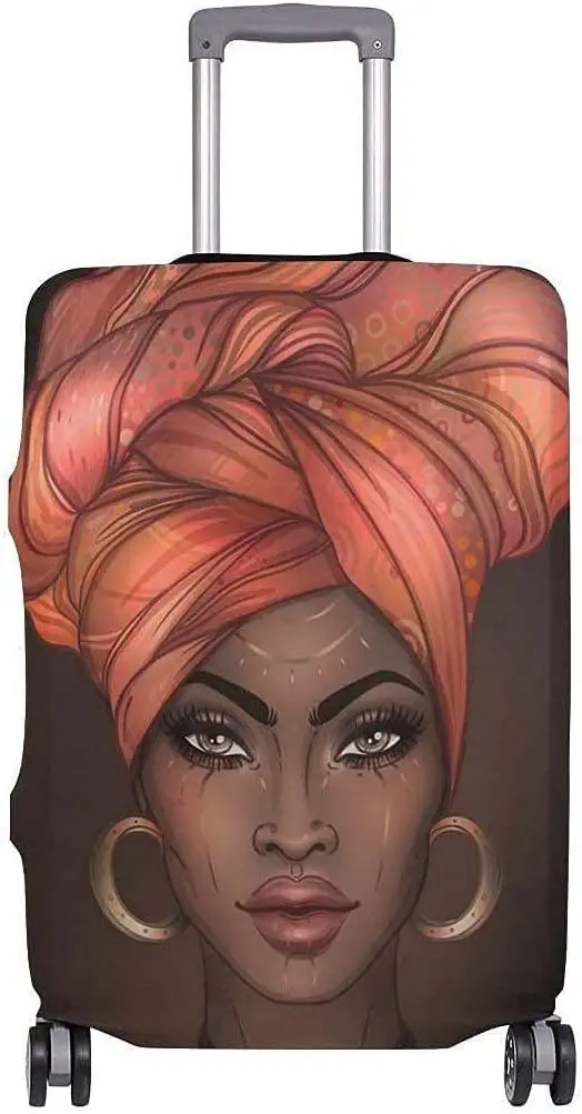 Cover African American Woman Elastic Suitcase Protector Fits 18-32 Inch