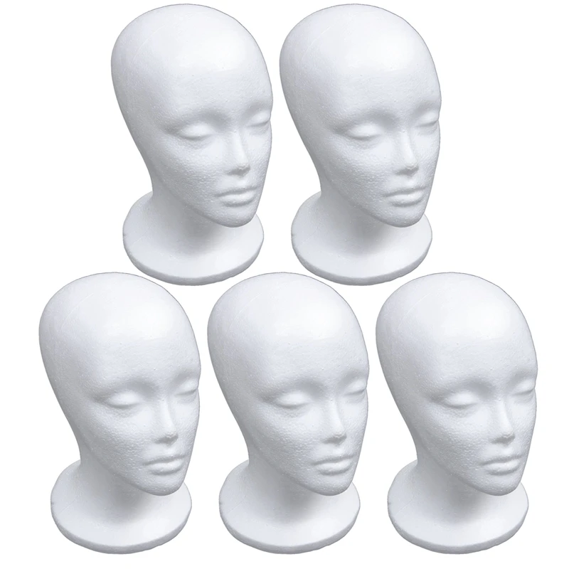 

5X Female Foam Mannequin Head Model Hat Wig Display Stand Rack White