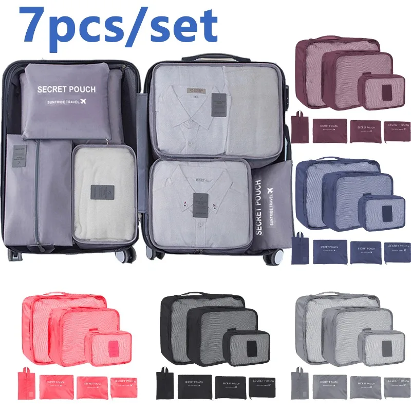 

7/6pcs Travel Storage Bag Large Capacity Suitcase Storage Luggage Clothes Sorting Organizer Set Pouch Packing Cube Storage Bag