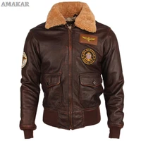 quilted 100 fur collar calfskin flight jacket men s leather jacket winter coat leather suede autumn and winter