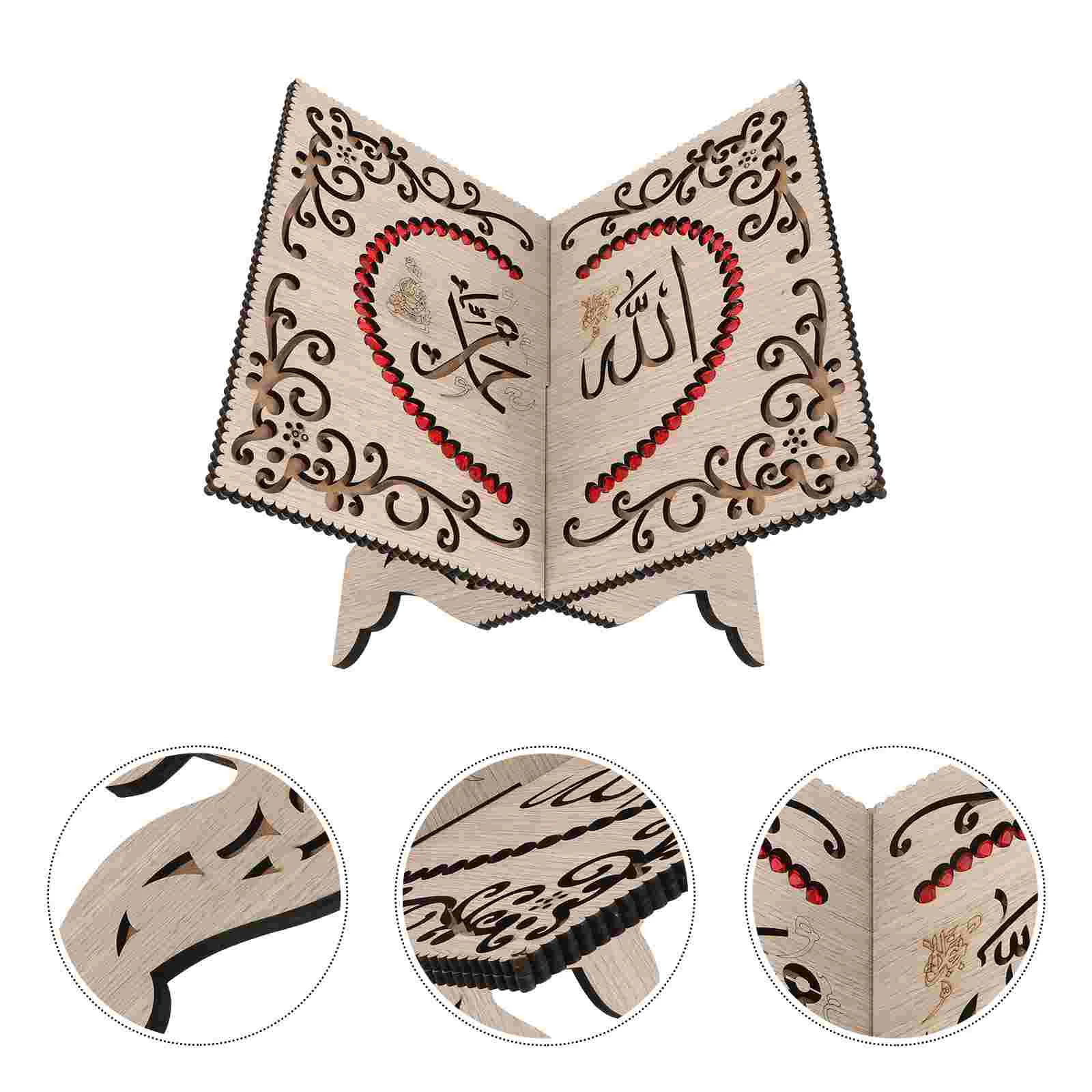 

Book Stand Holder Bible Reading Quran Prayer Eid Wooden Bookshelf Muslim Rehal Display Rack Allahnames Holyrihal Gift Islam