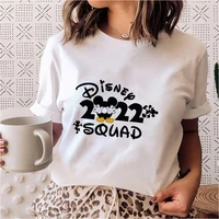 disney 2022 squad family travel t shirt summer 2022 mickey mouse print ropa aesthetic mujer white tops basic t shirt women