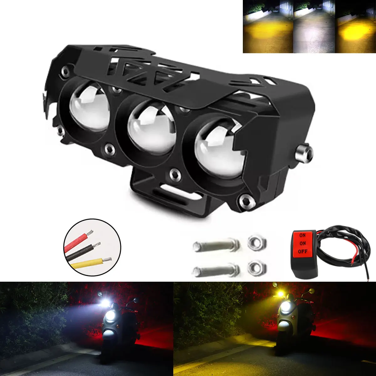 

Motorcycle Headlight Auxiliary LED Fog Light Spotlights Light Portable Driving High power 12V 24V for ATV Truck SUV UTV 180W