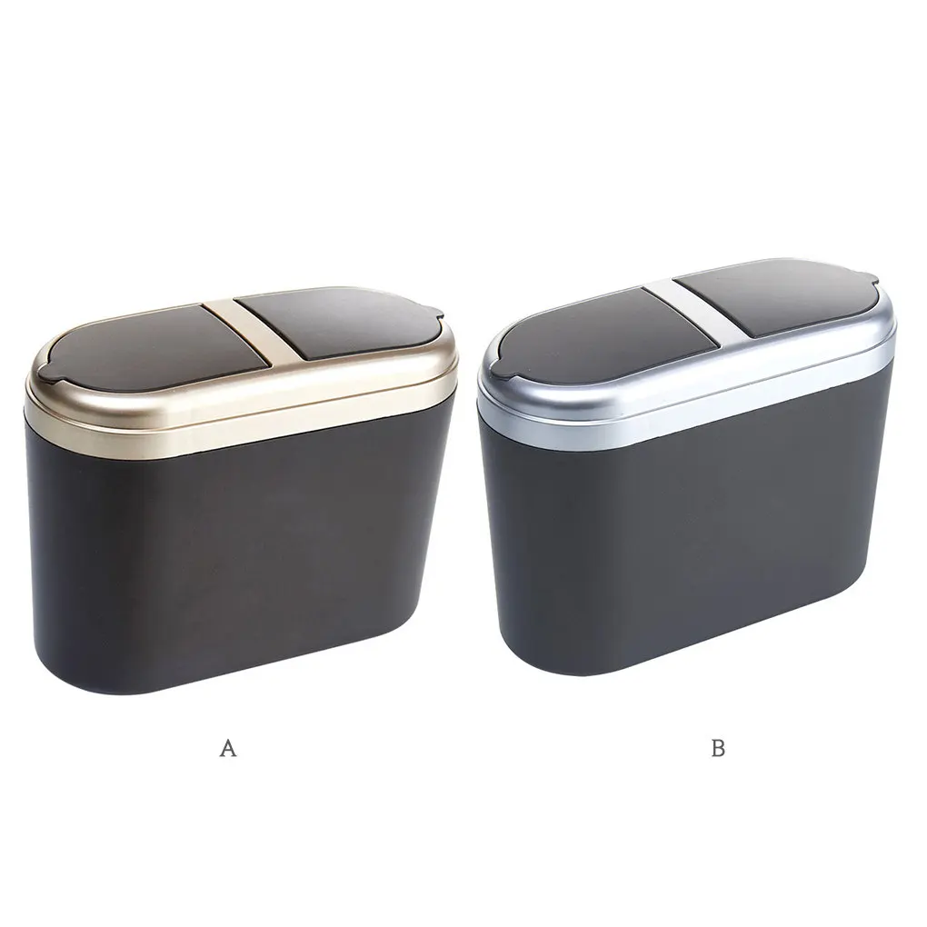 

Garbage Can Car Mini Waste Basket Plastic Portable Storage Bucket Organizer with 2 Lids