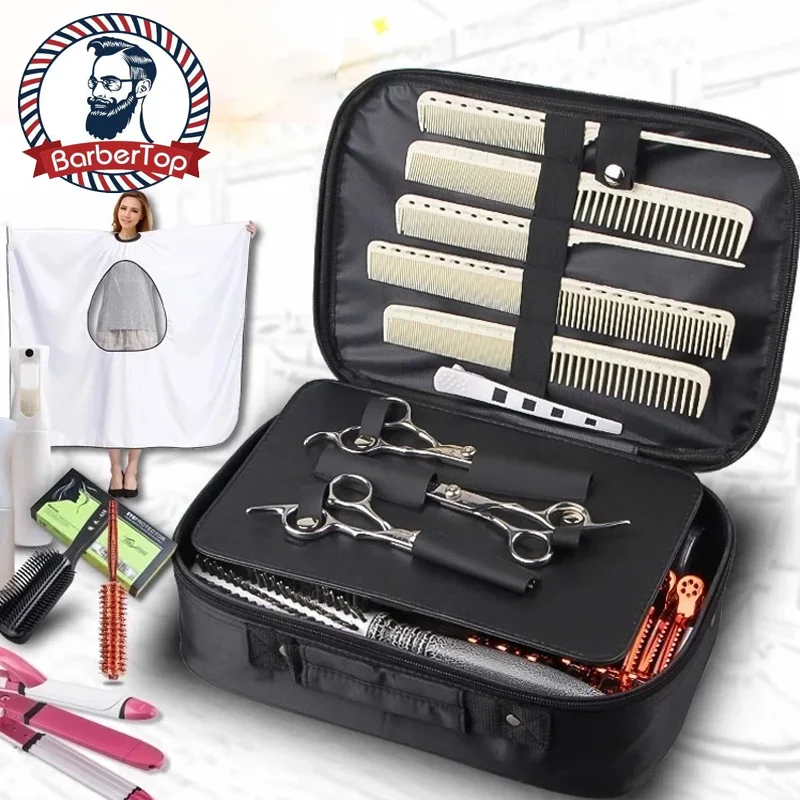 Barbertop Portable Salon Hairdressing Scissors Bag PU Large Capacity Storage Box Hard Suitcase Beauty Multifunctional Tools