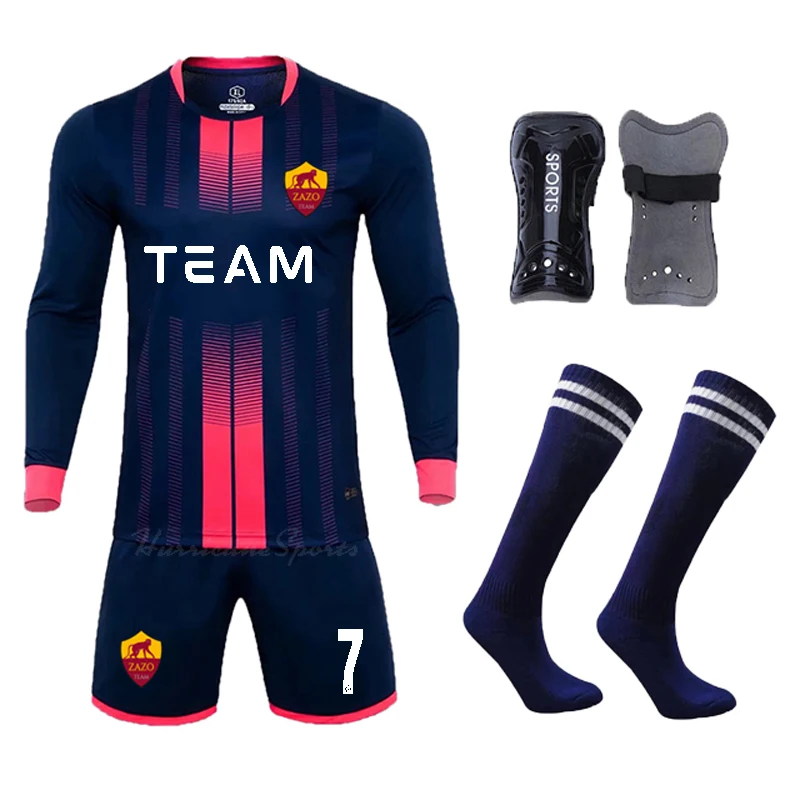 

Children Football Jerseys Sets Men Soccer Clothes Suit Kids Football Uniforms Tracksuit Jersey Kits Free Shin Guards Pads Socks
