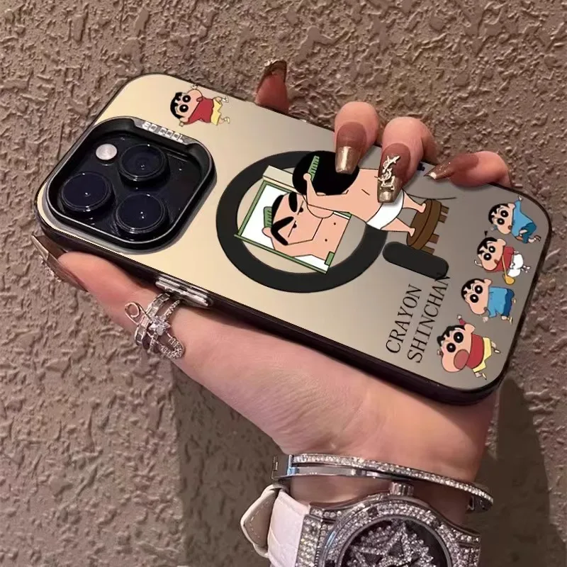 Фото Чехол для телефона Crayon Shinchan для iPhone 16, 15, 14, 13, 12, 11, 17 Pro Max Nohara Shinnosuke Shin-chan, магнитный беспроводной чехол Magsafe №4