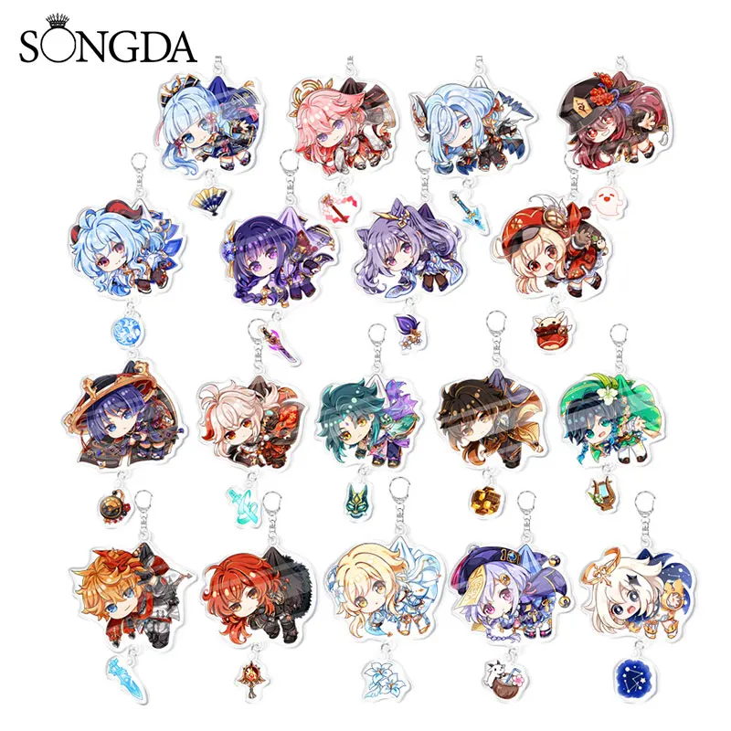 

New Game Genshin Impact Keychains Raiden Shogun Hutao Kaedehara Kazuha Xiao Yoimiya Cartoon Pendant Keyring for Hanbag Jewelry