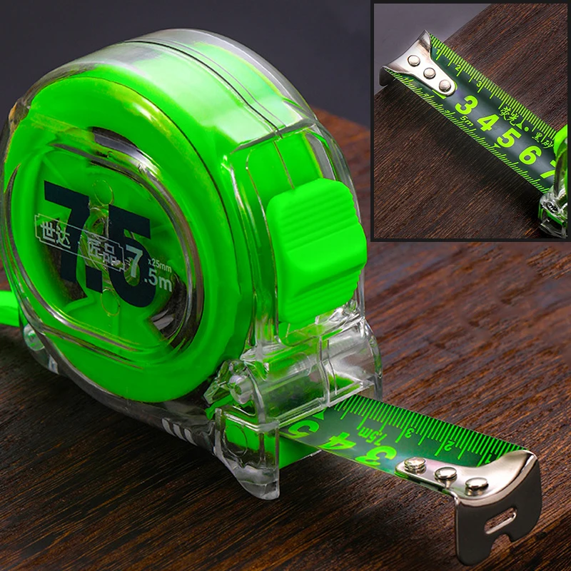 

10/7.5/5/3 Meters Self Locking Fluorescent Steel Tape Measure High-Precision Thickened Meter Gauge Distance Tool Accessories