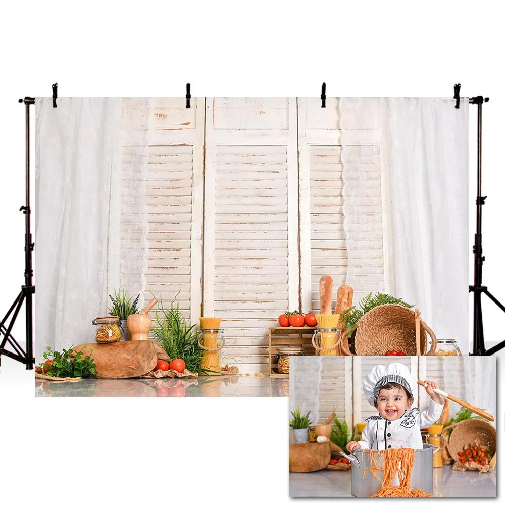 

Mehofond Kitchen Photography Background Wooden Door Spaghetti Smash Newborn Baby Children Portrait Backdrop Photo Studio Props