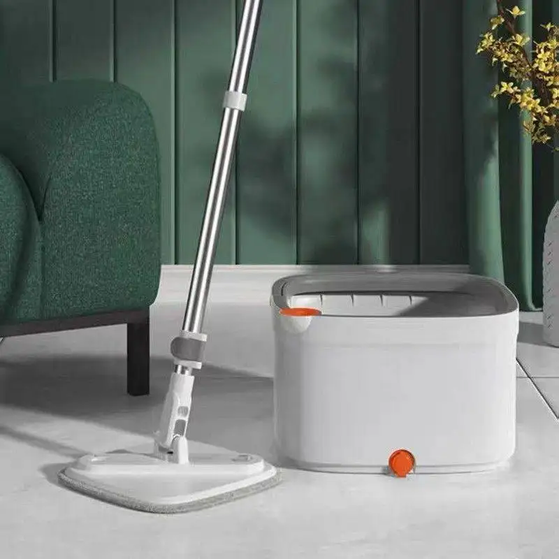 

Spin Mop With Bucket Hand-Free Lazy Squeeze Mop Automatic Magic Floor Mop Self-Cleaning Nano Microfiber Cloth Square Mop