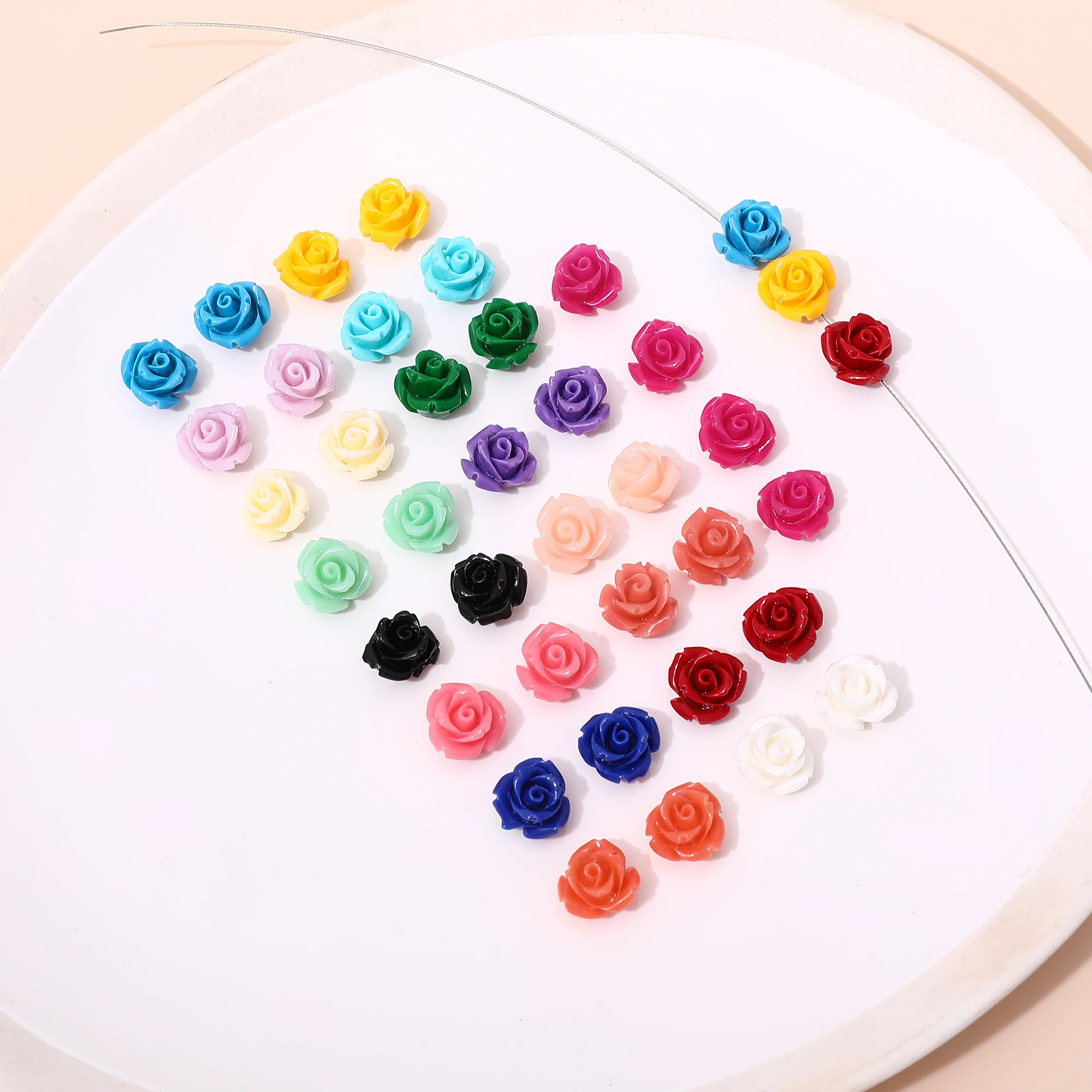 

10mm Color bud rose rose shell powder beaded DIY handmade necklace bracelet ear jewelry accessory material