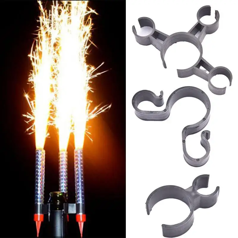 Ice Fountain Bottle Clip For Wine Or Champagne 3 Candles Clip Sparkler Black